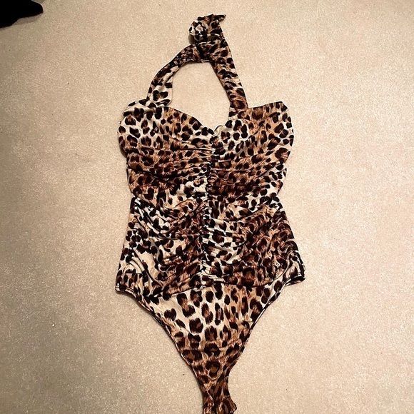 NWT Cheetah Print Strapless Bodysuit - Picture 1 of 6